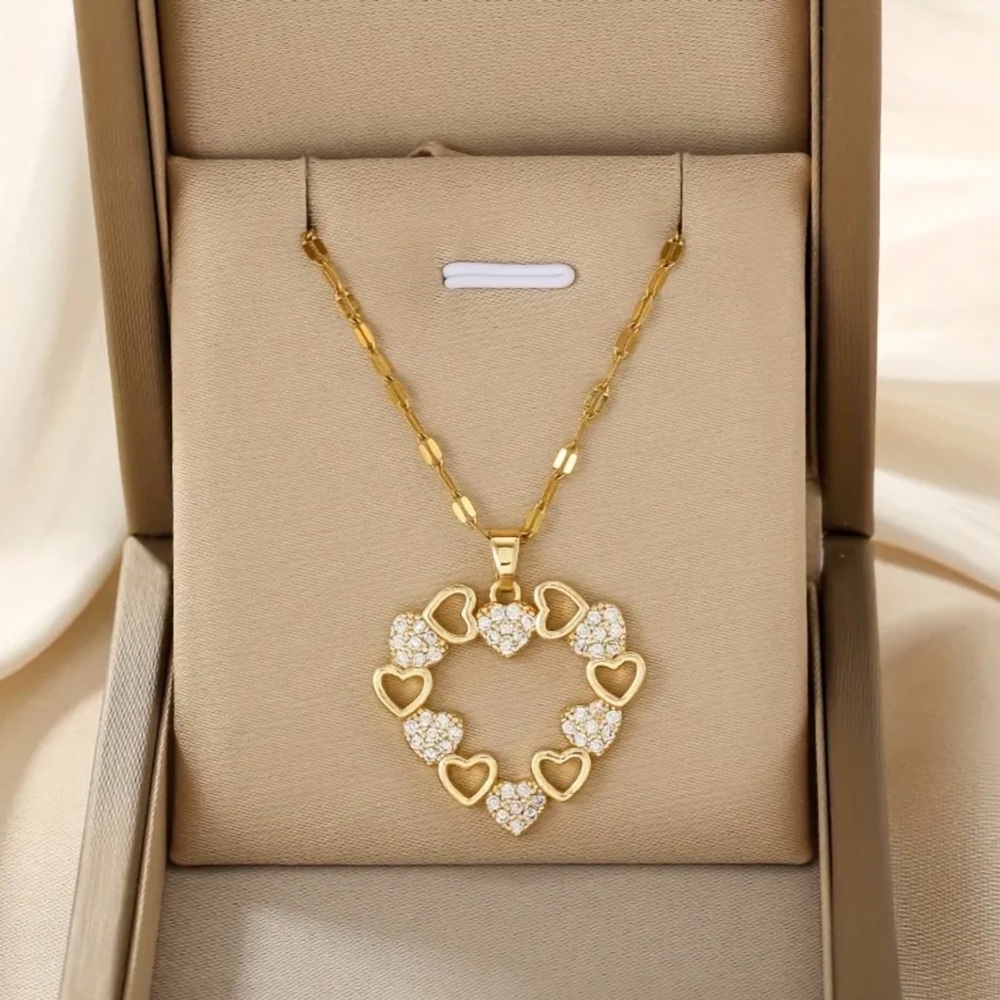 🌸Gold Open Heart outline pendant necklace